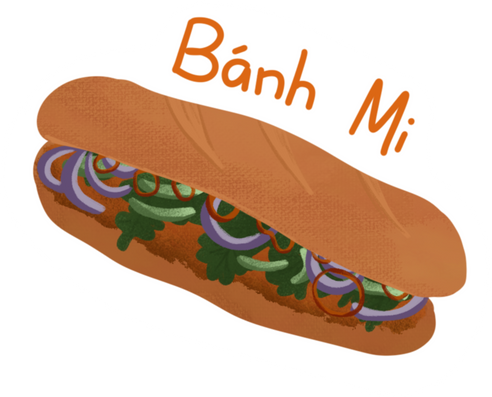 Banh mi illustration, vietnamese food