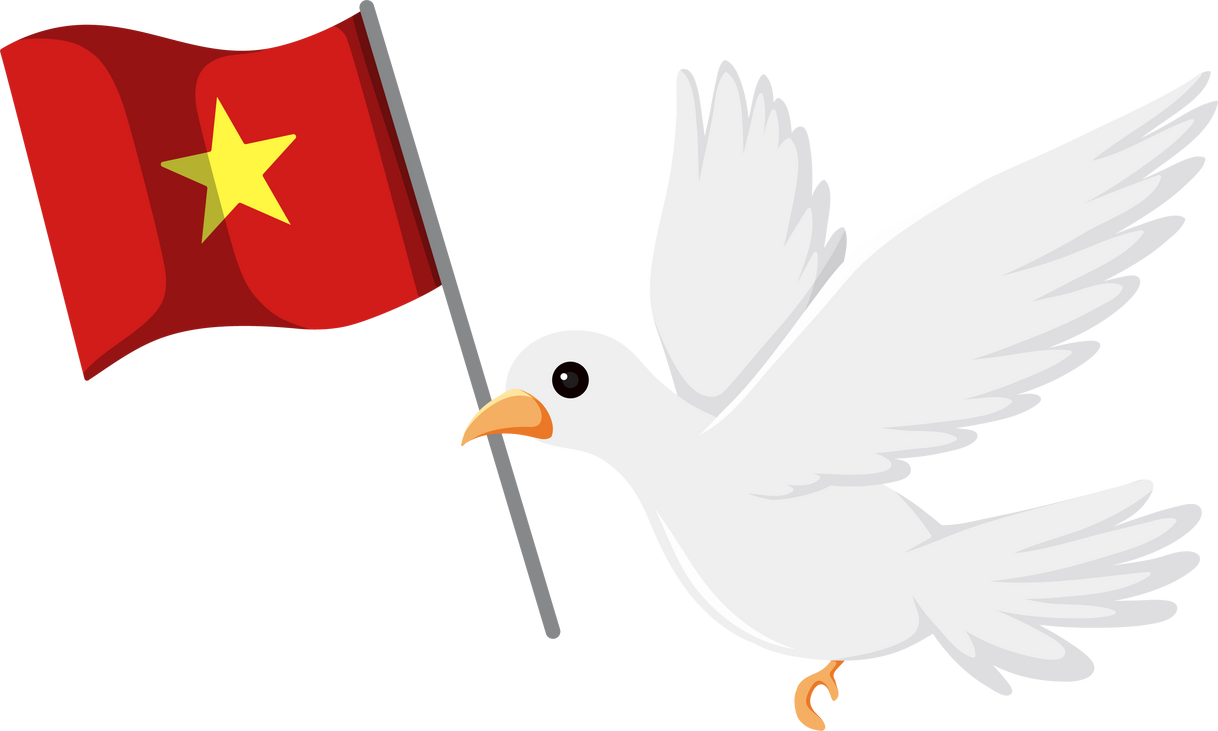 Vietnam Flag with White Dove Bird