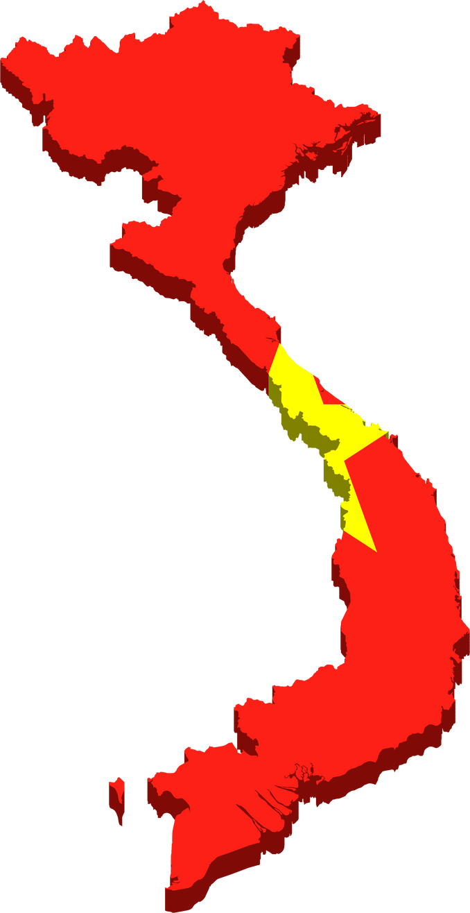 3d isometric Map of Vietnam with national flag