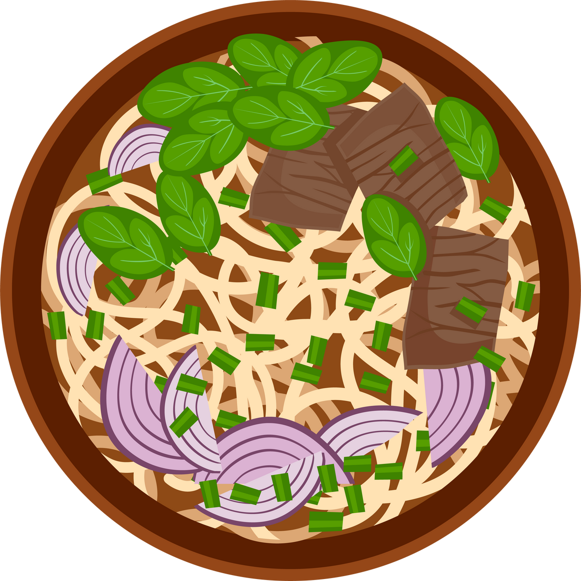 Pho Bo vietnamese soup illustration.